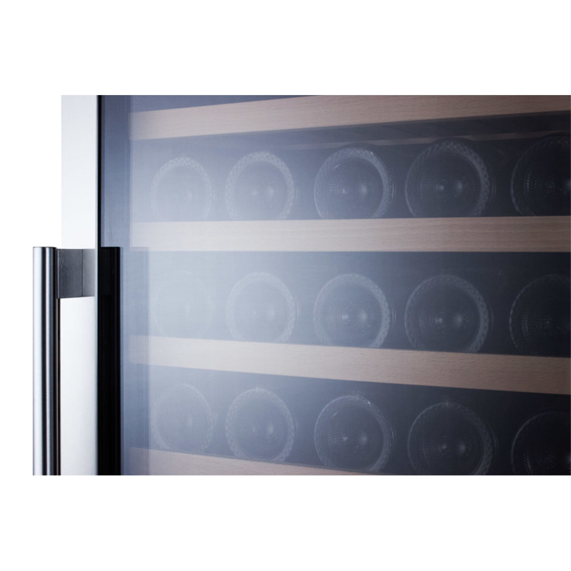 171 bottle single-zone wine cellar with glass door, digital thermostat, and black cabinet