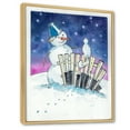 thumbnail image 2 of Designart Christmas Snowman With Cat Traditional Floating Frame Wall Art, 2 of 4
