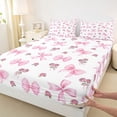 thumbnail image 3 of Feelyou Fashion Princess Bow Bed Sheets, Rustic Rose Flower King Sheets, 4 Pieces, 3 of 7