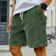 thumbnail image 2 of Lumtrix Mens Corduroy Shorts Casual 5 Inch Elastic Waist Drawstring Summer Beach Sports Loose Fit Shorts With Pocket Green L, 2 of 7