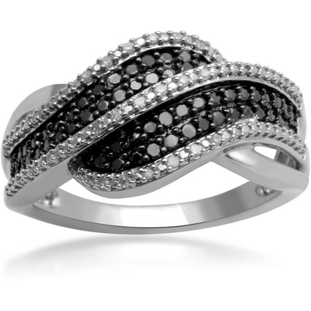 1/10 Carat T.W. White and Black Diamond Sterling Silver Fashion Ring