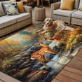 thumbnail image 2 of Fsddascl Orange Cute Deer Outdoor Rug for Patio/Deck/Porch, Non-Slip Large Area Rug 5 x 8 Ft, Vintage Forest River Elk Indoor Outdoor Rugs Washable Area Rugs, Reversible Camping Rug Carpet Runner, 2 of 5