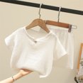 thumbnail image 2 of Summer Children's Clothing Set for 0-6Y Boys & Girls Cotton Linen Muslin Suit T-shirt Tops + Shorts 2pcs Baby Loungewear Outfit, 2 of 6