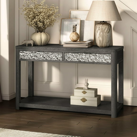 Furniture of America Cheri Modern 2-Drawer Solid Wood Console Table, Ash Gray