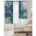 thumbnail image 2 of Teal Blue Marble Blackout Curtains for Bedroom Living Room Darkening Curtains 54 Inch Long Modern Abstract Texture Art Ombre Short Curtain for Small Window Treatment Grommet Drapes 52"x54"x2, 2 of 9