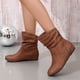 thumbnail image 3 of NECHOLOGY Botas Mujer Adulto Femenino Zapatos Botines para mujer Botas informales elevadas de cuero plisado de color sólido a la moda para mujer (Brown, 8.5), 3 of 5