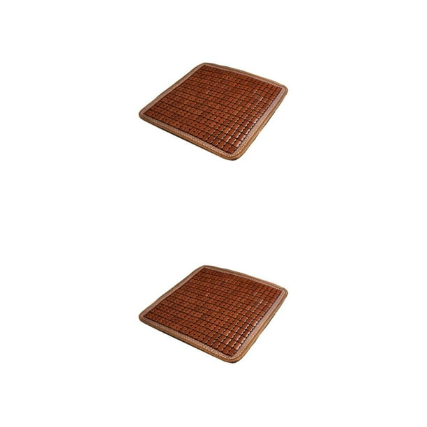 sweethay Cojín para asiento de bambú de verano para coche, alfombrilla para silla, cubierta cuadrada, almohadilla para asiento, transpirable, Color café 2piezas