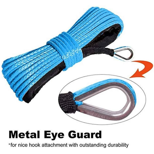 Synthetic Winch Rope 1/4 x 50' 8000lbs Durable Winch Cable ATV Winch Rope  for SUV UTV ATV Winches Truck Boat(Blue) 