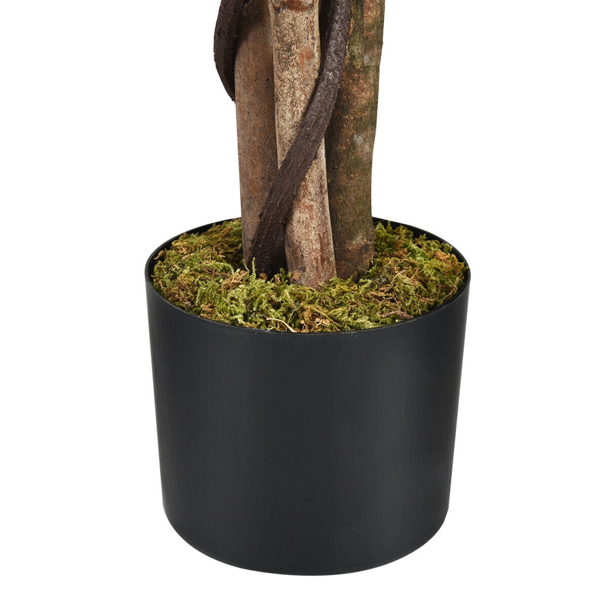4 ft Artificial Ficus Artificial Tree in Green Polyester Pot, by Gymax