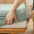 thumbnail image 5 of BESTOUCH Sheet Set King 100% Washed Cotton Linen Feel Super Soft Comfortable Chic Lightweight 4 Pcs Home Bedding Set Green, 5 of 5