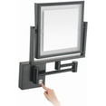 thumbnail image 1 of Square Lighted Makeup Mirror Wall Mount With Magnification, 1/3X Brass Zirconium Gold Magnifying Mirror Wall Mounted,Touch Stepless Dimming LED Lighted Makeup Mirror,Hardwired,Rose Gold,Black,USB, 1 of 6