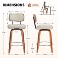 thumbnail image 3 of ClinQ 26 inch Swivel Counter Height Bar Stools Set of 1, Faux Leather Seat with Back, Walnut Bentwood Legs and Metal Footrest, Grey-Sliver Footrest, 3 of 11
