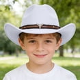 thumbnail image 2 of XZNPDUCQ Summer Sun Protection Wide Brim Hat Childrens Woolen Hat Cowboy Hat Head Accessory Solid Color Top Hat Wide Brimmed Hat, 2 of 7