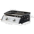 thumbnail image 2 of Portable 2-Burner Gas Grill – Silver Tabletop BBQ for Camping & Outdoor Cooking | Stainless Steel, 19.1" x 18.9" | Patio & Garden, 2 of 7