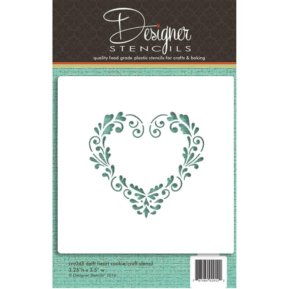Delft Heart Cookie and Craft Stencil by Designer Stencils
