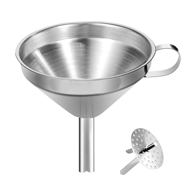 Fiudx Embudo de Acero Inoxidable, Utensilio Ergonómico de Cocina, Colador de Acero Duradero, para Transferir Aceite y Vino, Esencial para Cocinar En Casa, Diseño Fácil de Limpiar.