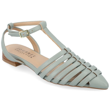 

Journee Collection Womens Alivia Ankle Strap Block Heel Pointed Toe Flats