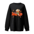 thumbnail image 3 of PUYAHG Casual Sweatshirts for Women Cute Halloween Long Sleeve Crewneck Pumpkin Maple Leaf Print Sweater Fall Winter Loose Fit Pullover Tops Black,L, 3 of 3