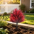 thumbnail image 4 of Linnome Arbre Artificiel d'Extérieur Couvre-Sol Feuilles Rouges 19,7 Pouces Arrangement Festif de Fleurs en Pot pour Jardin, 4 of 6
