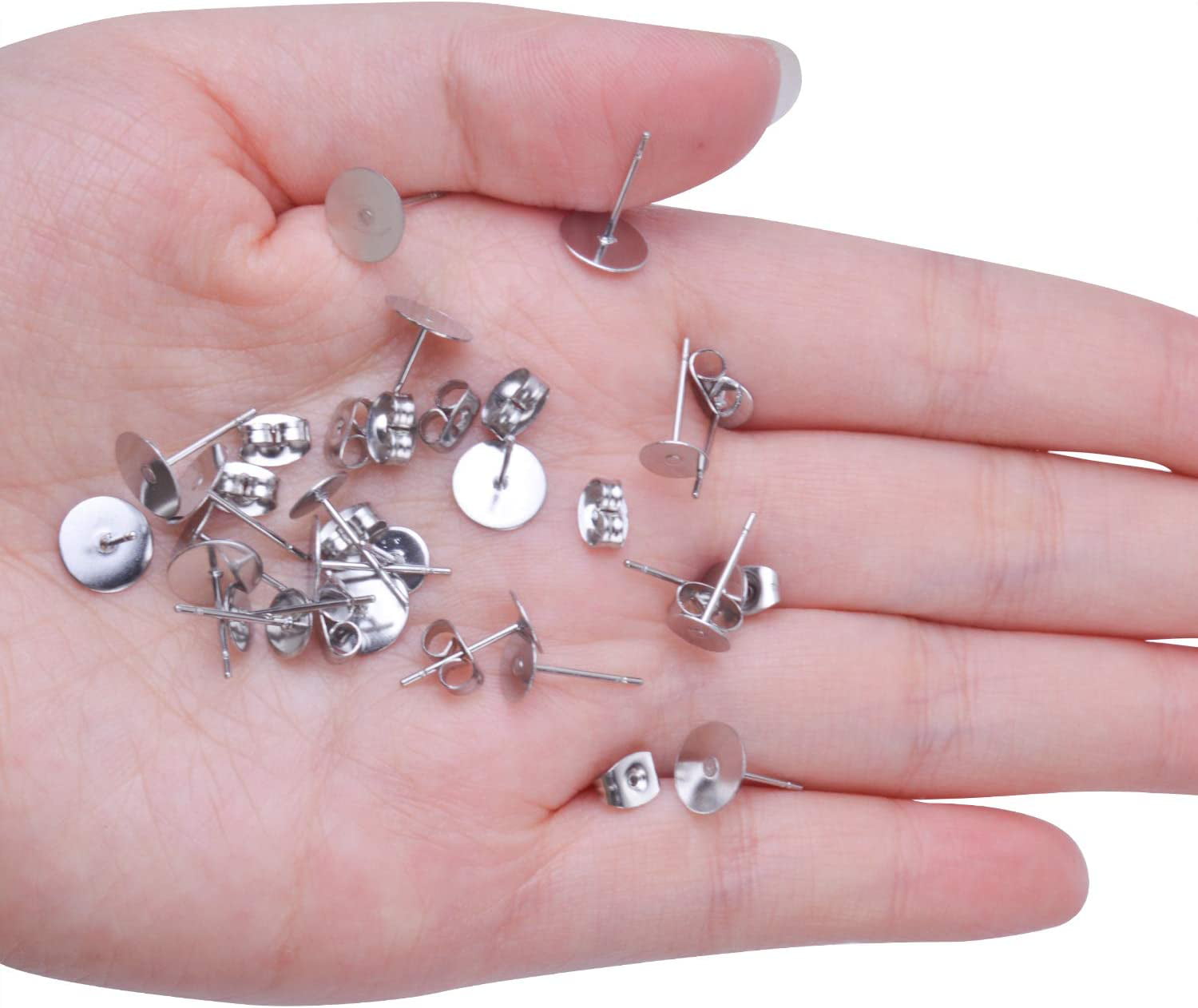 200PCS Nickel-free Stainless Steel Earrings Posts Flat Pad