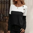 thumbnail image 4 of Kaemgyyd Shirt for Women Fall Fashion Clothing Long Sleeve Tops for Women Casual Loose Color Block Basic Tee with Button, 4 of 7