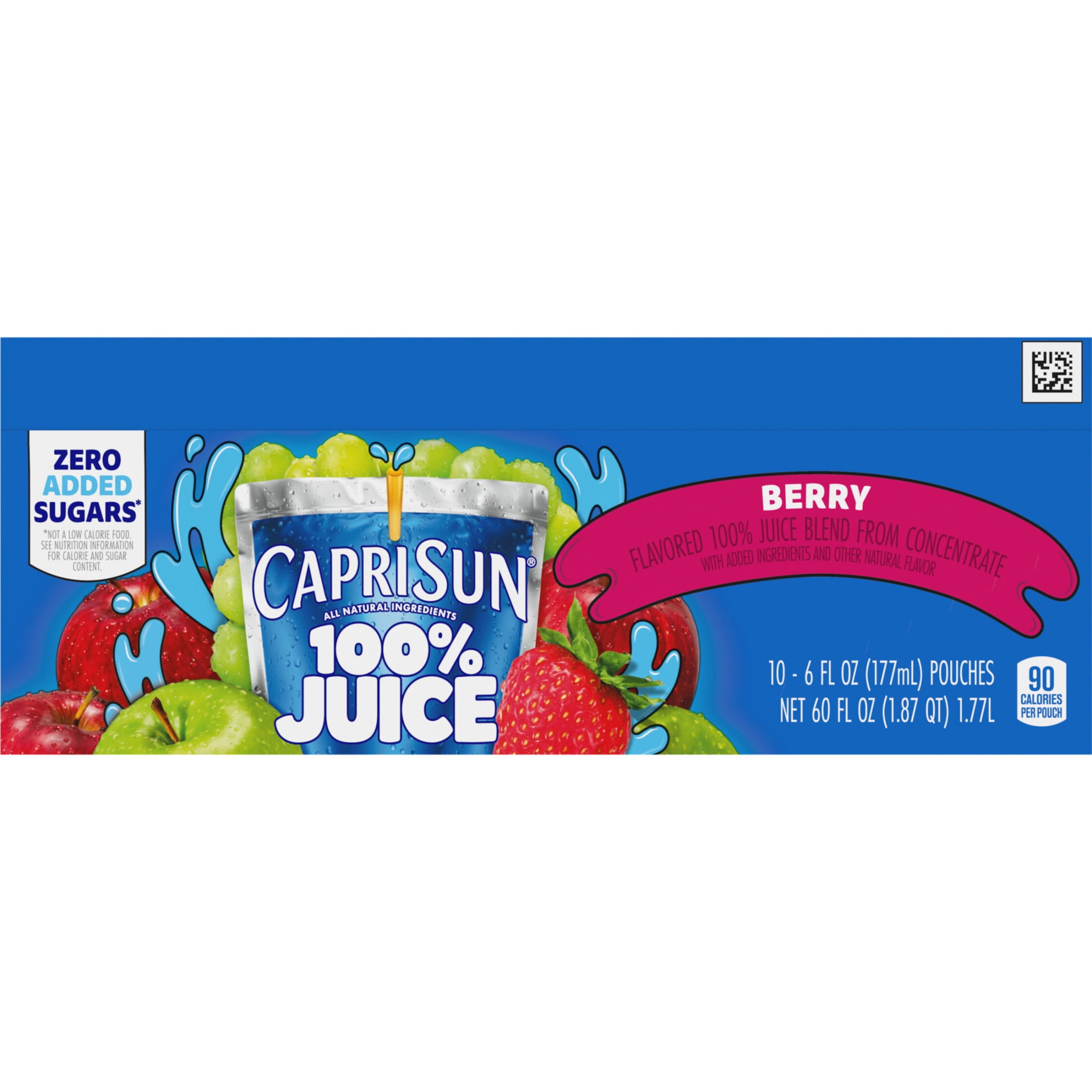 (4 pack) Capri Sun 100% Juice Berry Juice Box Pouches, 10 Ct Box, 6 fl oz Pouches, Liquids