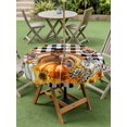thumbnail image 3 of Outdoor Tablecloth with Umbrella Hole and Zipper, Thanksgiving Round Table Cloth 54 Inch Waterproof Tablecloth, Fall Turkey Pumpkin Maple Leaf Black Plaid Picnic Table Cover for Patio Camping, 3 of 7