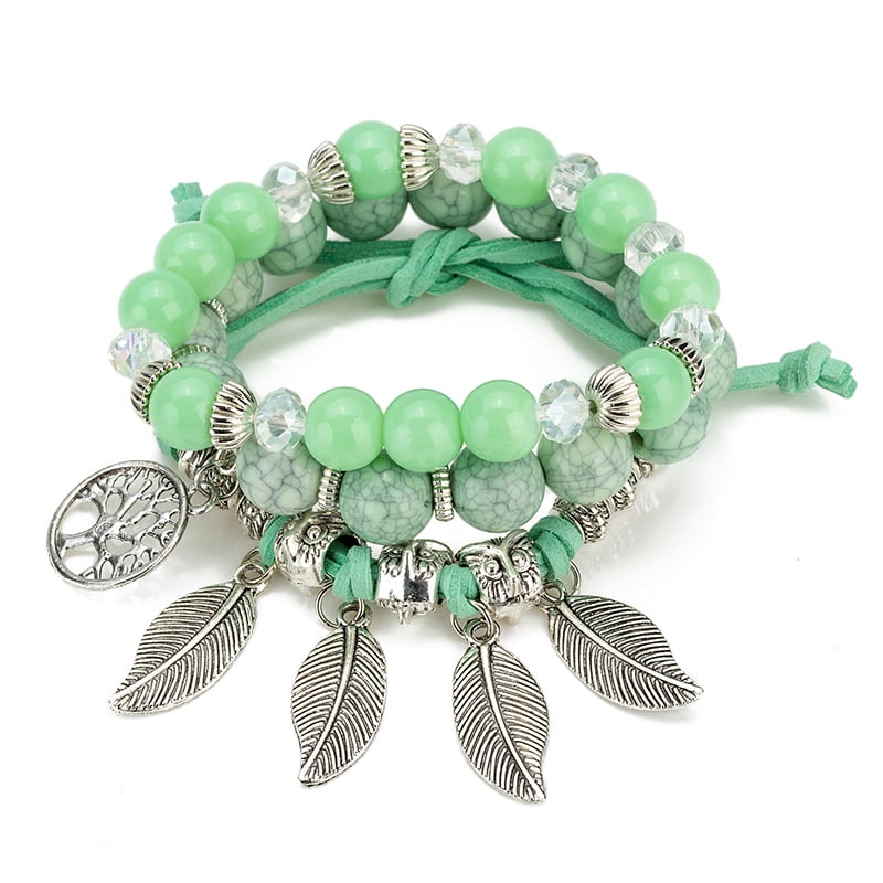 Bohemian Stackable Bead Bracelets for Women Stretch Multilayered