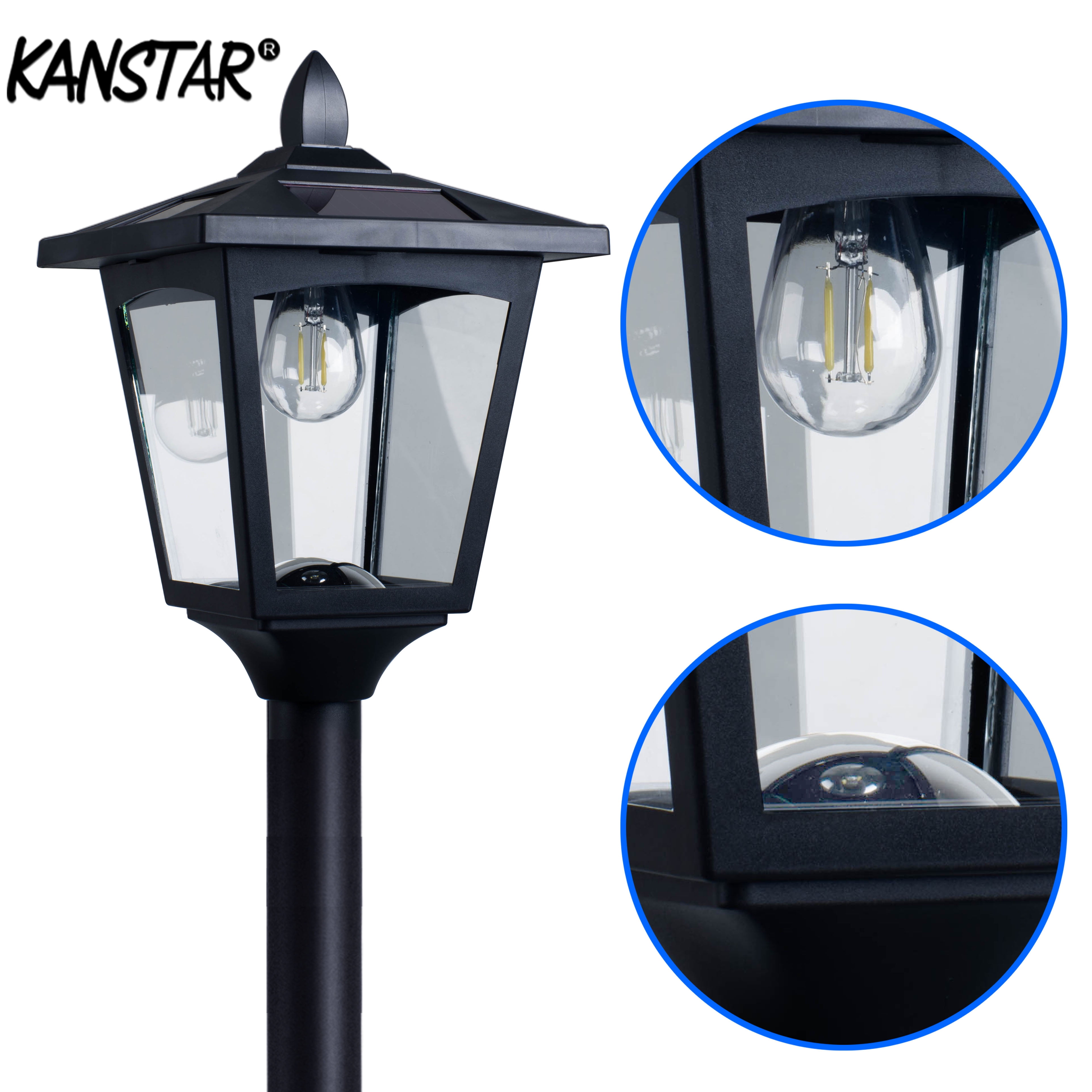 70" Street Vintage Outdoor Garden LED Solar Lamp Post Light Lawn - Adjustable