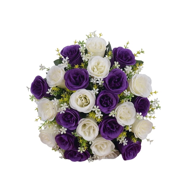 Bearachild Flor artificial Estilo vintage Flores de seda vívidas con tallos Decoración de la boda en casa Ramo de decoración de rosas de Decoración