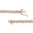 thumbnail image 3 of 14K Rose Gold Plated .925 Sterling Silver 1/10 Cttw Miracle-Set Diamond Round Miracle Plate "S" Link Tennis Bracelet (I-J Color, I2- I3 Clarity) - 7", 3 of 8