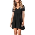 thumbnail image 1 of Femmes Été Tunique Robe V Cou Décontractée Fluide Swing Shift Robes, 1 of 4