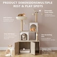 thumbnail image 3 of 2-in-1 Cat Tree with Hidden Litter Box Enclosure, Wooden Cat Tower & Litter Box Cabinet – Scratching Posts, Cat Condo Cave, Storage, Washable Cushion, 3 of 8
