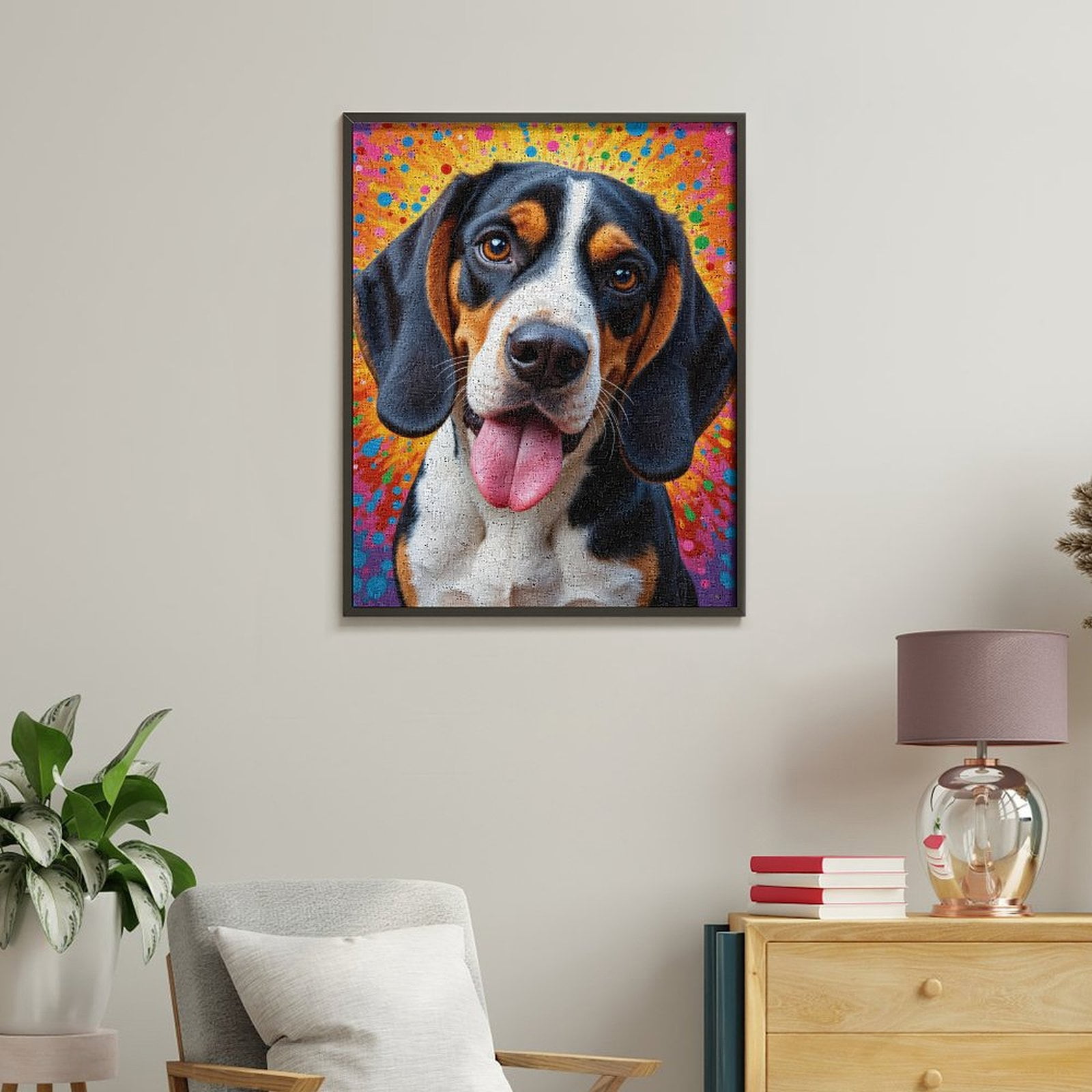Paint By Numbers Kit for Adults Beginner - DIY Dog Colorful Art Licking Tongue Canvas Painting Kits for Adults, Frameless Paint By Number for Adults for Home Wall Decor 16x20 Inch