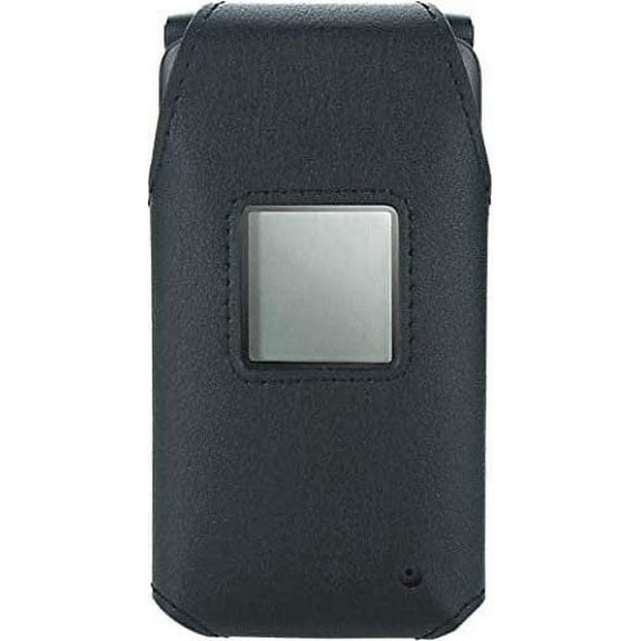 Fitted Leather Case for eTalk, Verizon KAZUNA eTalk Flip Phone Features: Rotating Belt Clip, Screen & Keypad Protection, Secure Fit