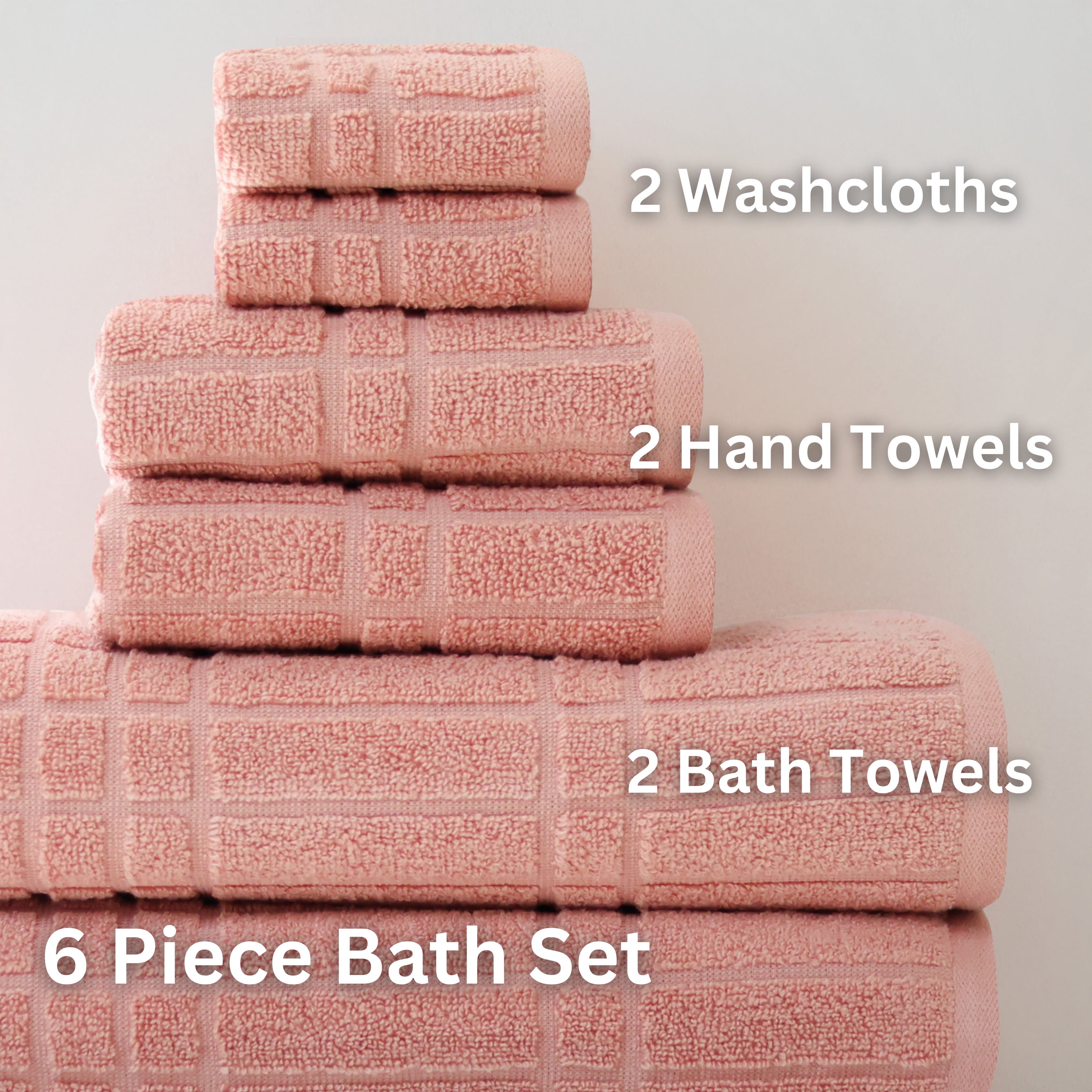 Mainstays Performance Cotton 6-Piece Bath Towel Set, Textured, Terracotta