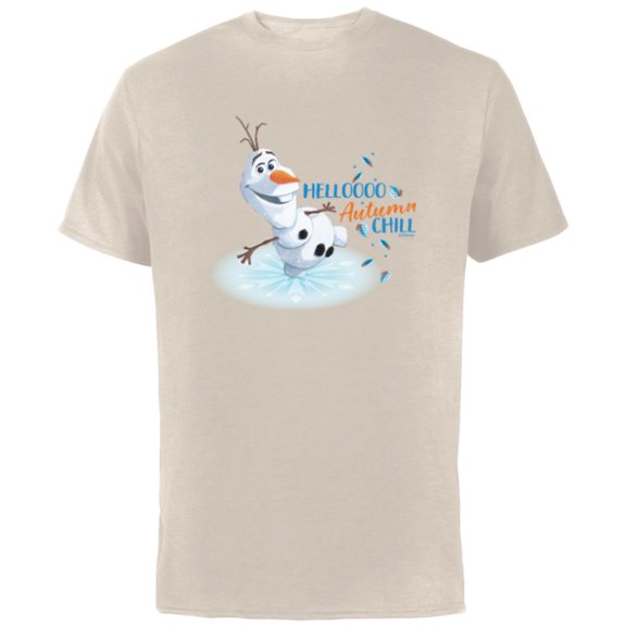 Disney Frozen Olaf Fall Funny “Helloooo Autumn Chill” - Short Sleeve Cotton T-Shirt for Adults - Customized-Natural