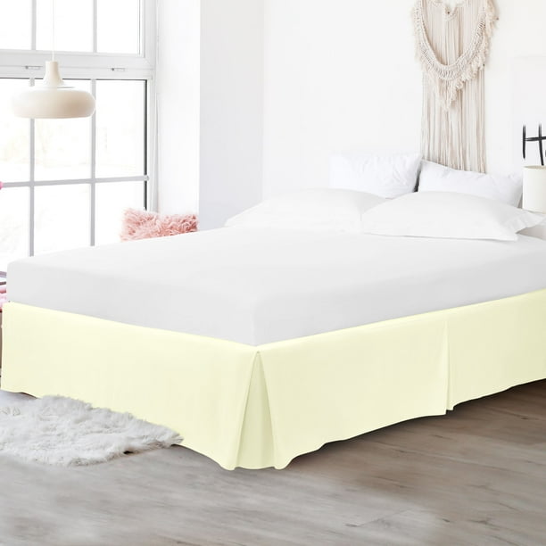 White pleated bed skirt queen sales