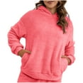 thumbnail image 2 of AXXD Women's T-Shirts Basic Summer 2024 Casual Plush Solid Color Hooded Top, 2 of 6