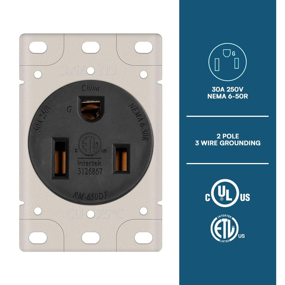 Superior Electric YGP034F 30A 250V NEMA 6-50R Flush Mount Power Outlet Receptacle (Welding Machine)