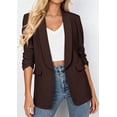 thumbnail image 3 of PRETTYGARDEN Women's Spring Blazers Business Casual Outfits Open Front Ruched 3/4 Sleeve Lightweight Work Suits Jackets, 3 of 9