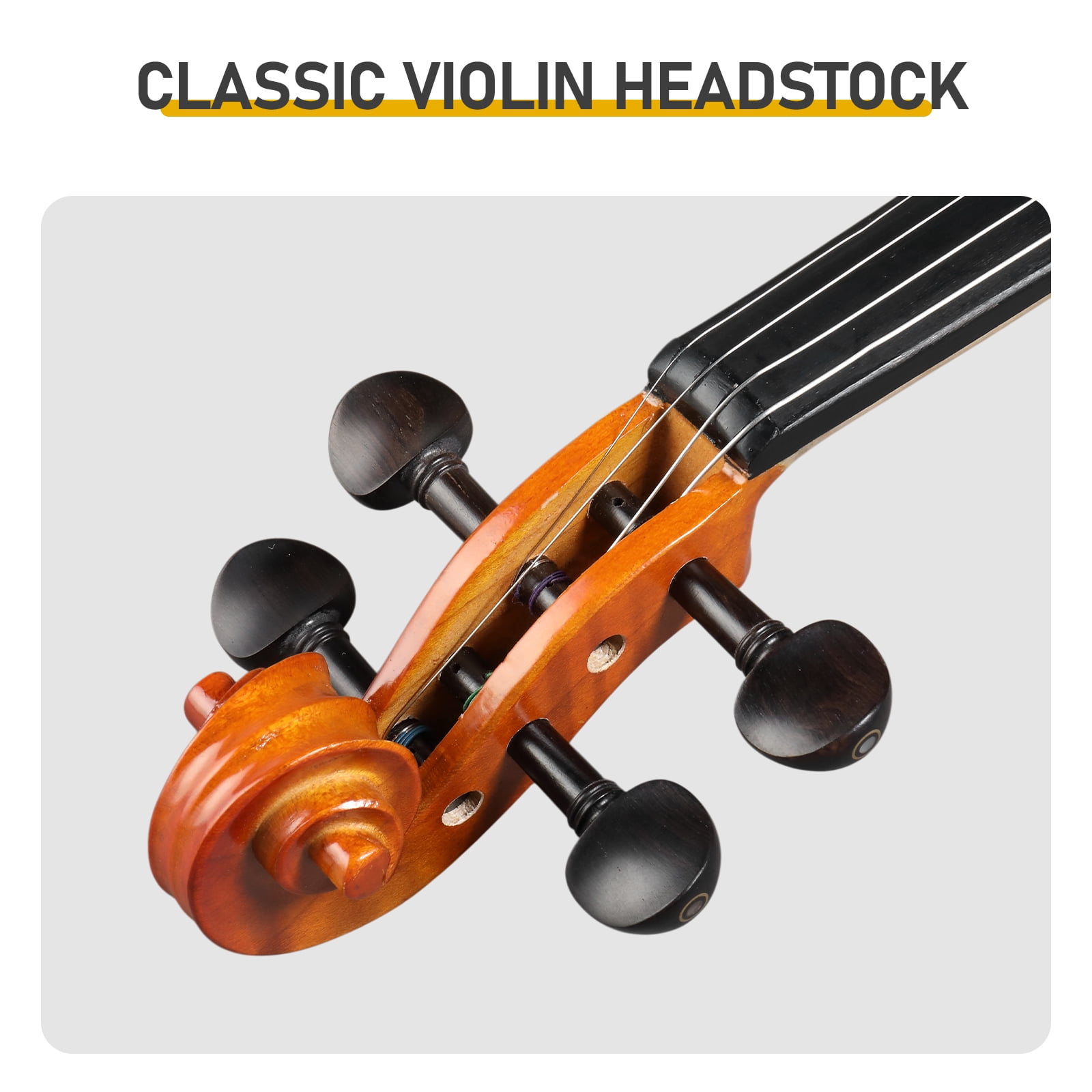 4/4 Acoustic Matte Tiger Stripe Violin Set Includes Phonetic Symbols Sticker, Tuner, String Set, Shoulder Rest, Rosin, Bow