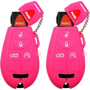 2x New Key Fob Remote Fobik 5 buttons Silicone Cover Fit/For Chrysler Dodge Jeep