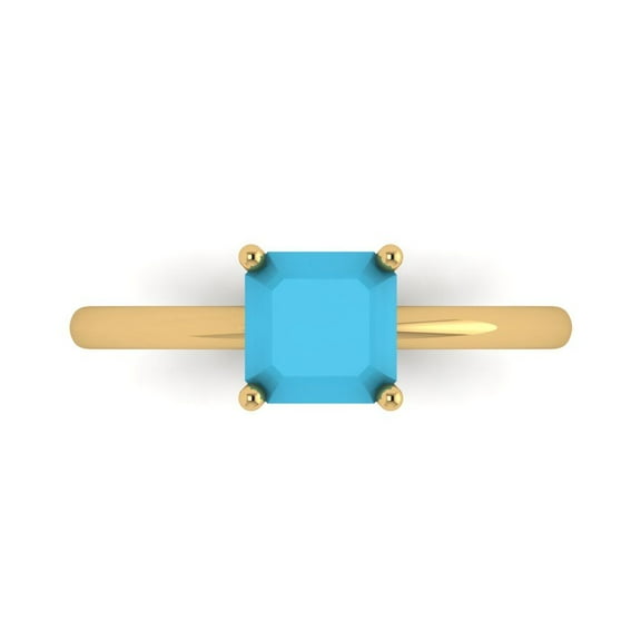 Solitaire Engagement Ring for Women - 1ct Simulated Turquoise in 14K Yellow Gold Promise Ring