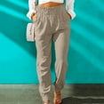 thumbnail image 1 of Lilgiuy Fashion Women Summer Casual Loose Cotton And Linen Pocket Solid Trousers Pants Cooling Tactical Hiking Pants, 1 of 5