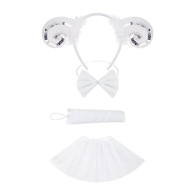 Conjunto de disfraz de cordero con pajarita para cumpleaños, Halloween, fiesta de anime, festividades, juego de roles blanco