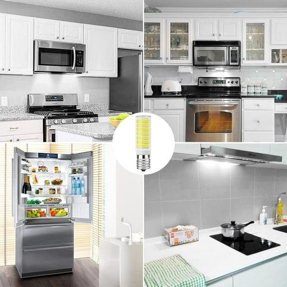 YUYAN-LED Microwave Light Bulbs Under Hood 60W Equivalent, E17 LED Bulb Dimmable for Range Hood, Refrigerator, 7W 630 Lumens, LED Appliance Light Bulb Over Stove, Daylight White 6000K, 2 Pack