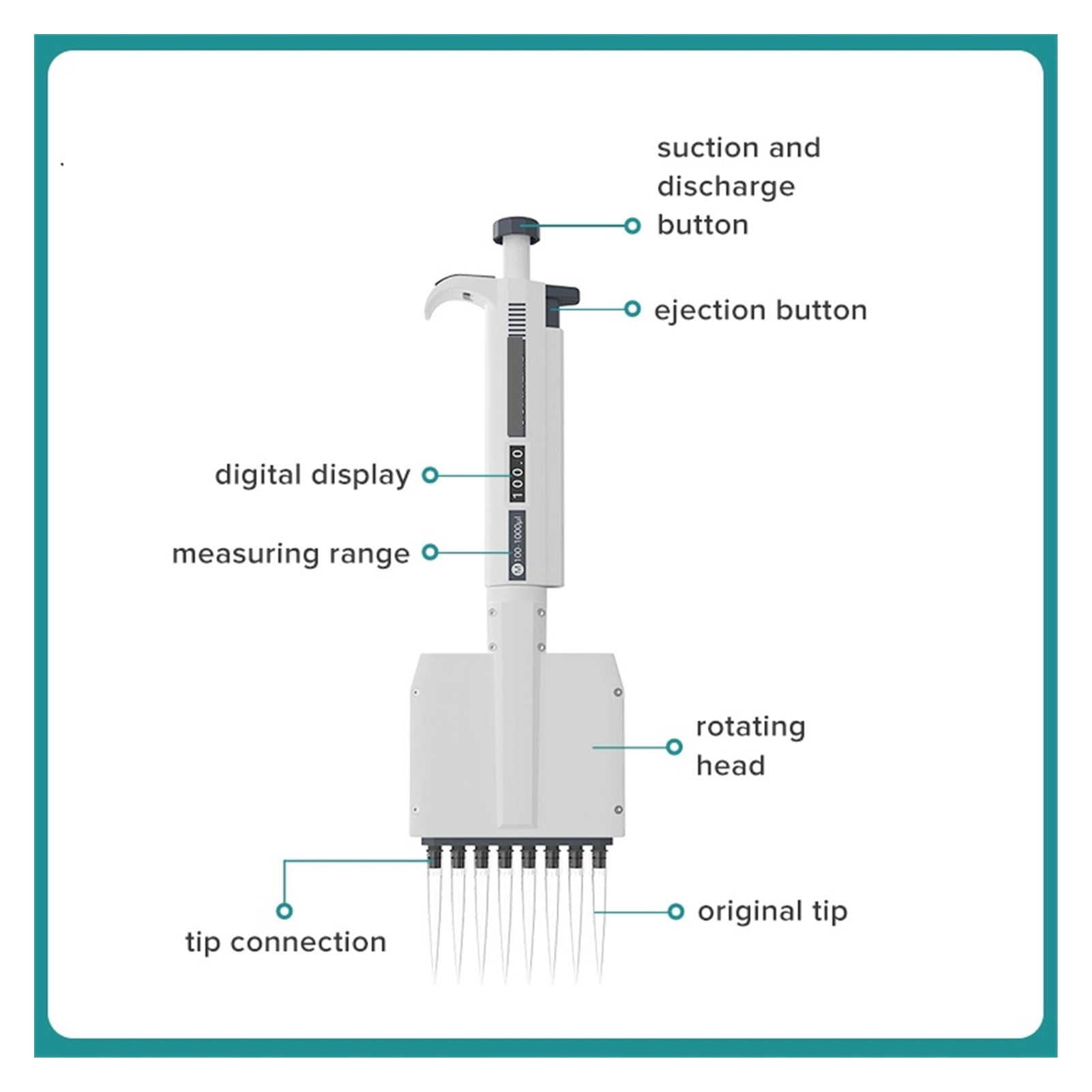 Multichannel Pipette Lab Supplies Variable Volume Micropipette 8 Channels 12 Channels Pipette Capacity: 0.5l - 300l