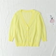 thumbnail image 2 of Zwiiyzr 18M-7Y Baby Girls Knitted Cardigan Solid Color Thin Button Up Sweater Toddler Long Sleeve Jacket Outerwear Yellow, 2 of 9