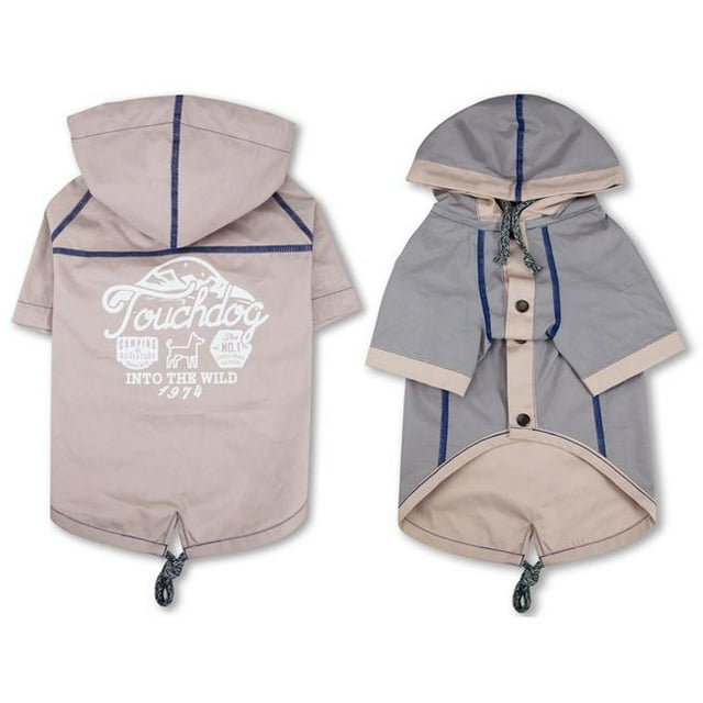 Touchdog R11PKSM Cloudburst Waterproof Reversible Dog Raincoat - Light Grey - Small